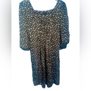 Anna Sui VTG Y2K Silk Black Cream Print Babydoll Dress NWT Size S